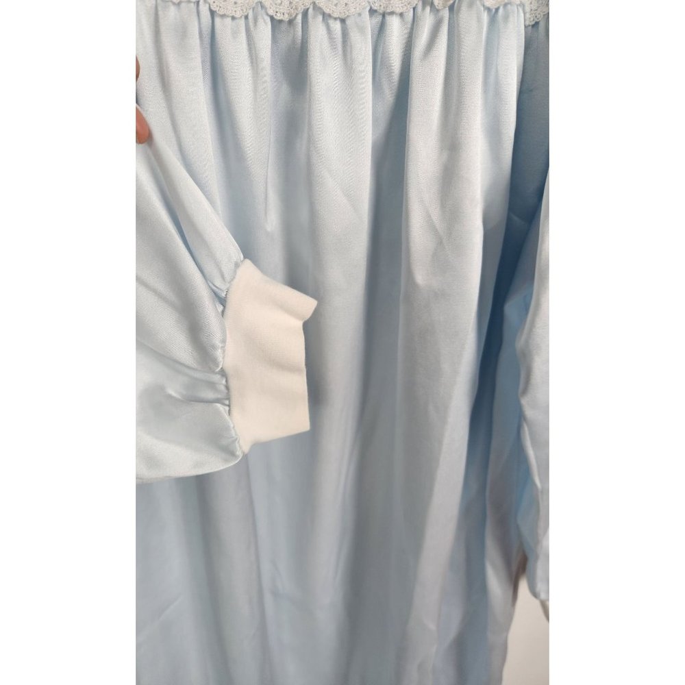 Vtg. Christian Dior Women's Sz. S Light Blue Long Sleeve Nigh Gown - Picture 4 of 7